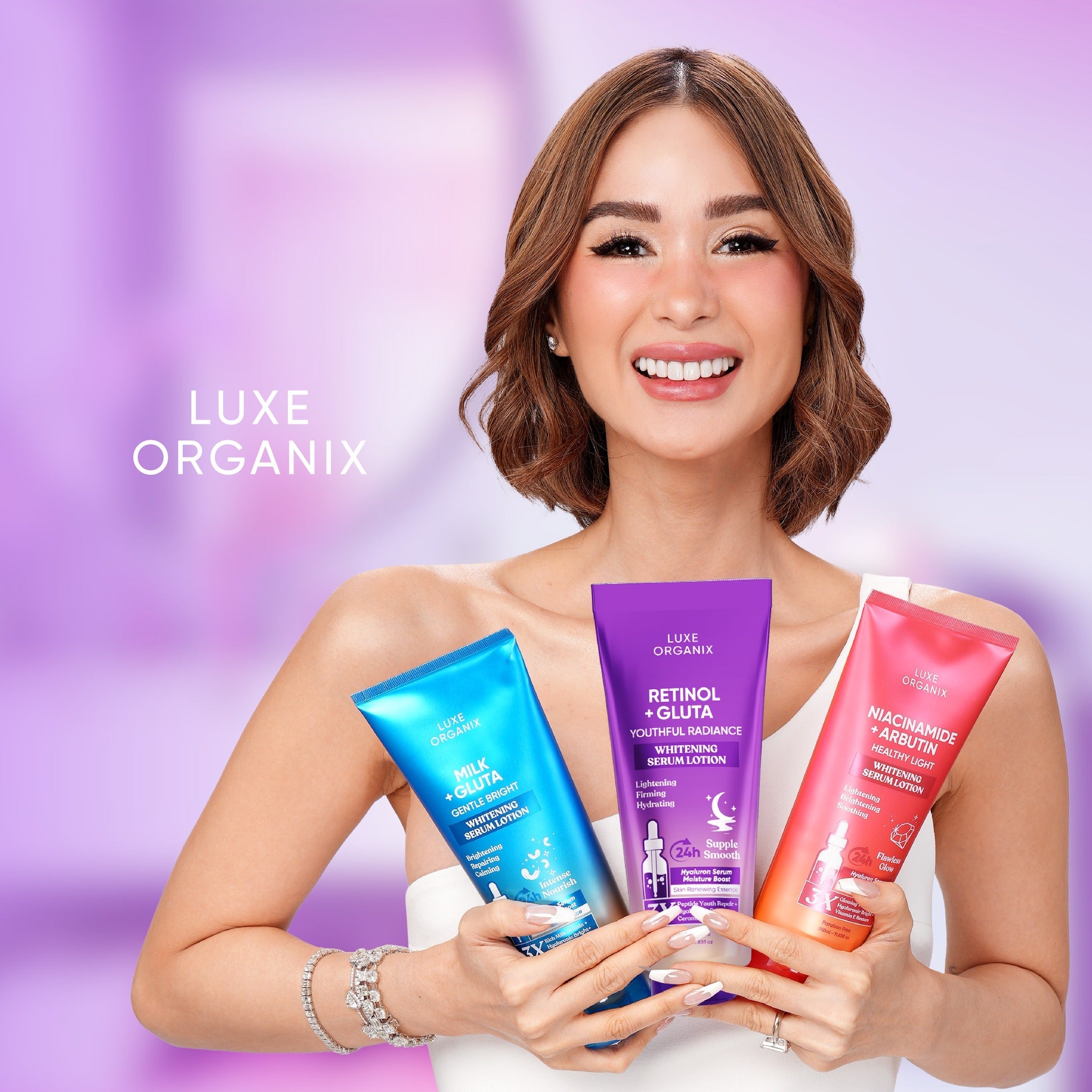 skin brightening serum lotion night time brightening anti ageing serum lotion niacinamide retinol arbutin milk gluta