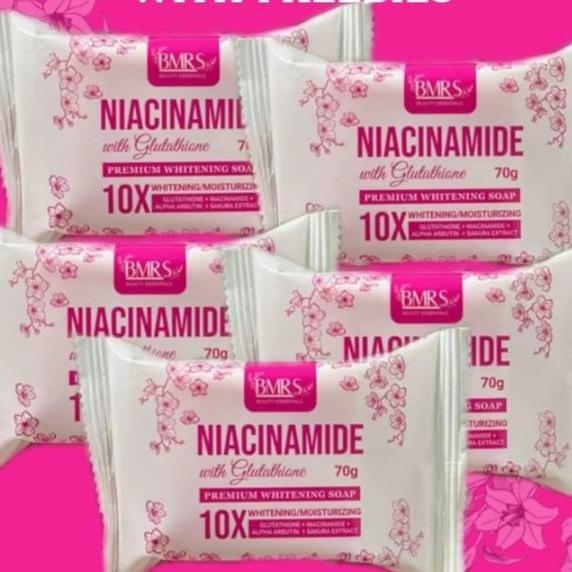 BMRS Niacinamide Radiance Soap bar with Vitamin B3, 70g, featuring a smooth, white skincare soap for brightening and skin radiance.