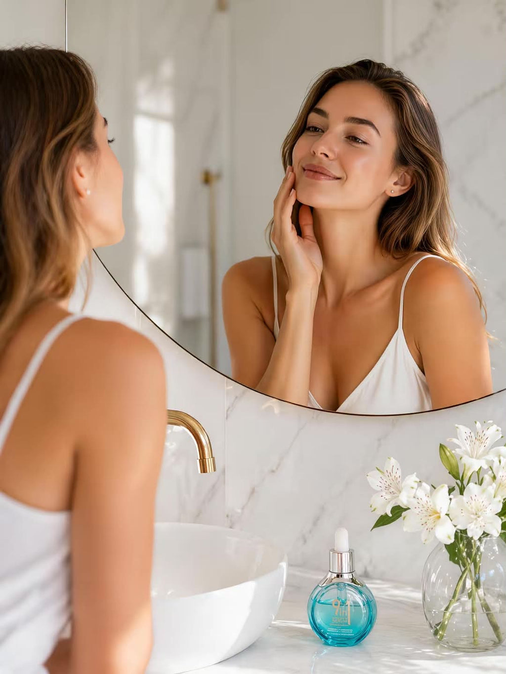 Hikari Skin Essentials Brightening & Hydrating Face Serum 30ml bottle with a pump dispenser and sleek packaging.