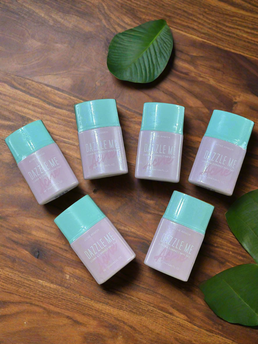 Dazzle Me Acne Armor Cover & Correct Skin Tint 25ml with SPF35 PA++, designed for oil control and skin brightening.