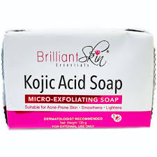 Two bars of Brilliant Skin Essentials Kojic Acid Soap for whitening, each 135g, shown in the image.