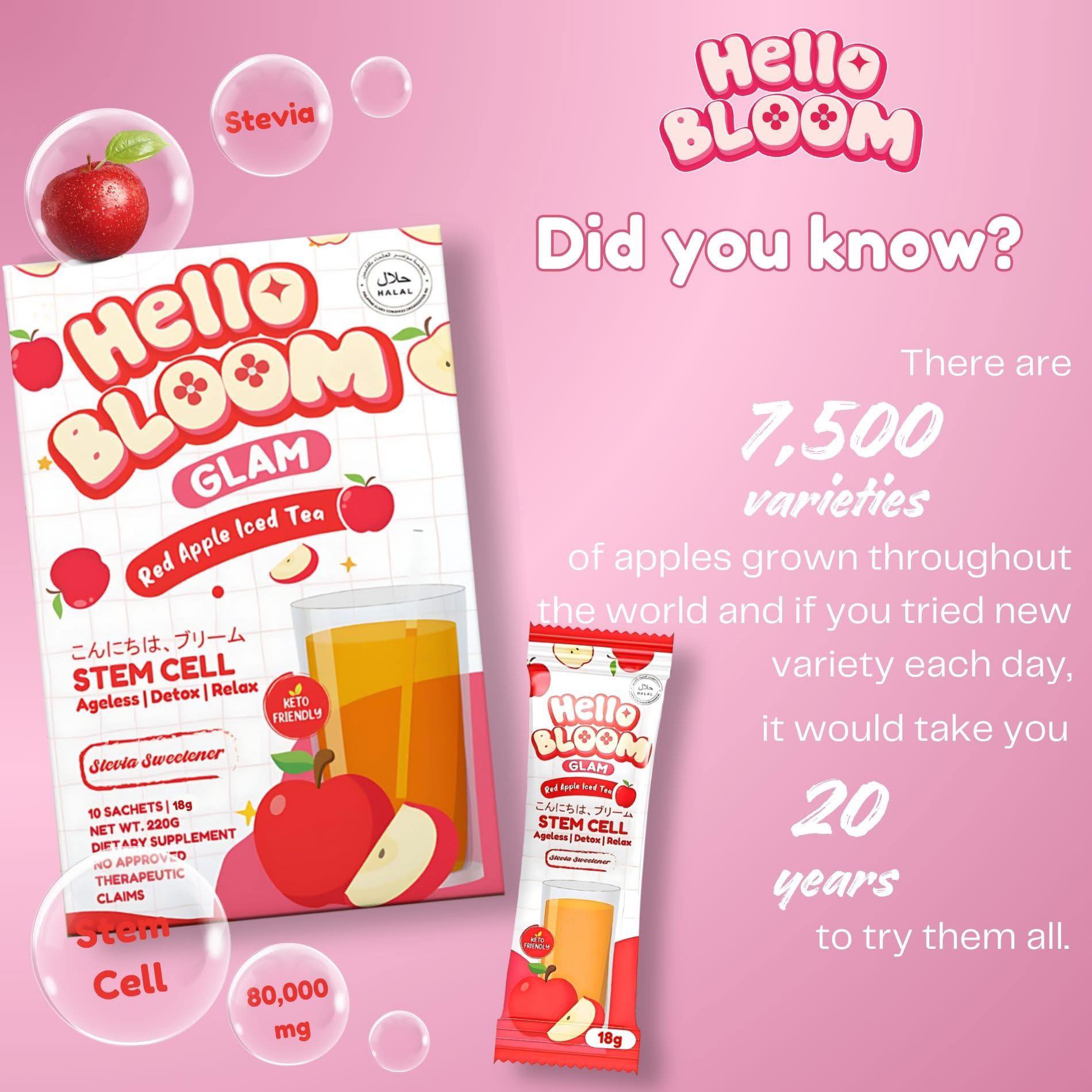 Hello Bloom Glam Iced Tea Beauty Drink Powdered Mix – 10 Sachets - Debsline.co