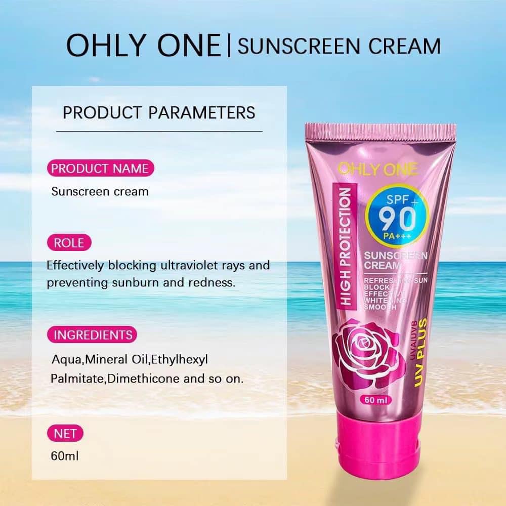 Kiss Beauty SPF90 facial sunscreen cream in 60ml tube, sun protection and skin care product for face