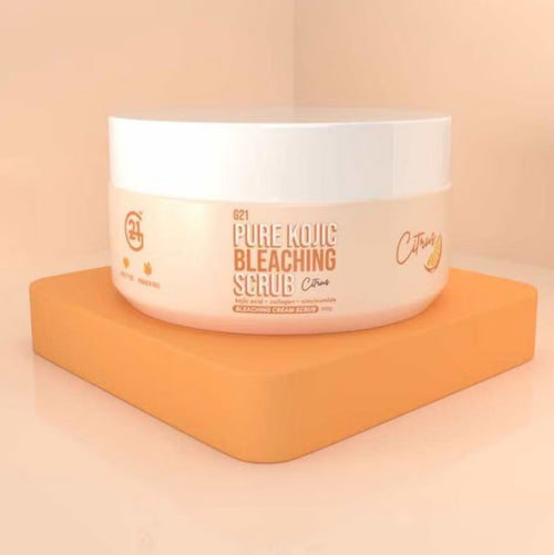 Jar of cosmetic product on a peach-colored background