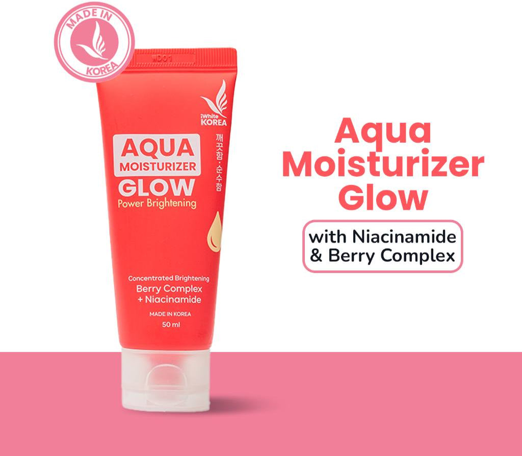 iWhite Korea Aqua Moisturizer Glow, 50ml lightweight hydrating moisturizer with a fresh, glowing finish for daily use