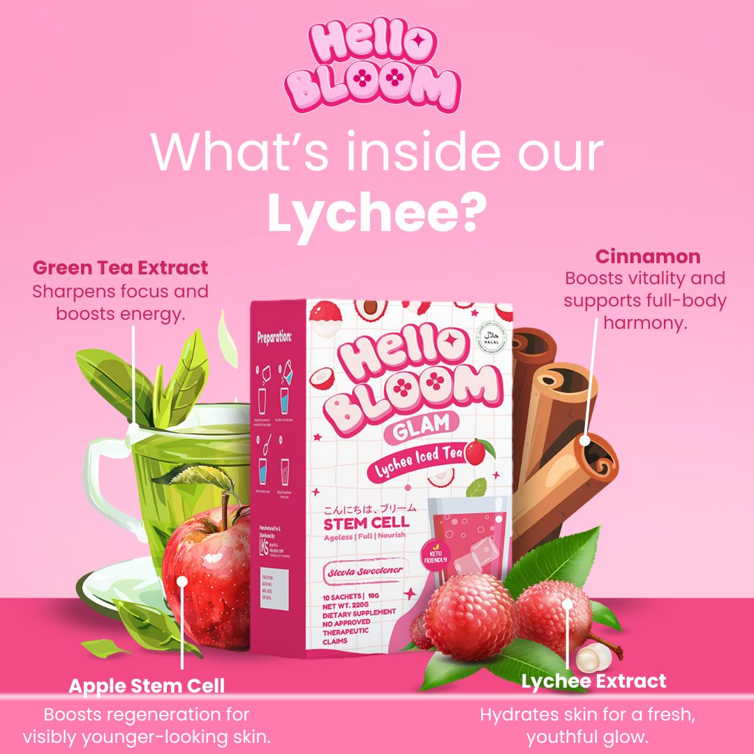 Hello Bloom Glam Iced Tea Beauty Drink Powdered Mix – 10 Sachets - Debsline.co
