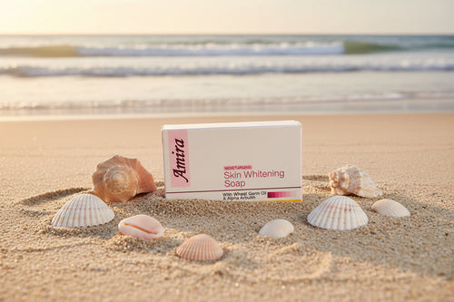 Amira Advanced Alpha Arbutin Skin Radiance bar soap, 135g, showing the soap bar with packaging and natural ingredients visible.