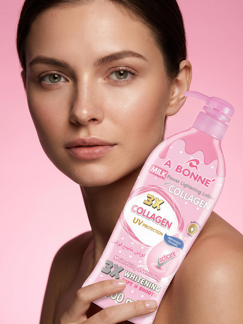 A Bonne Milk Body Lotion 500ml in five variants, featuring smooth, creamy lotion bottles with colorful labels and pump dispensers.