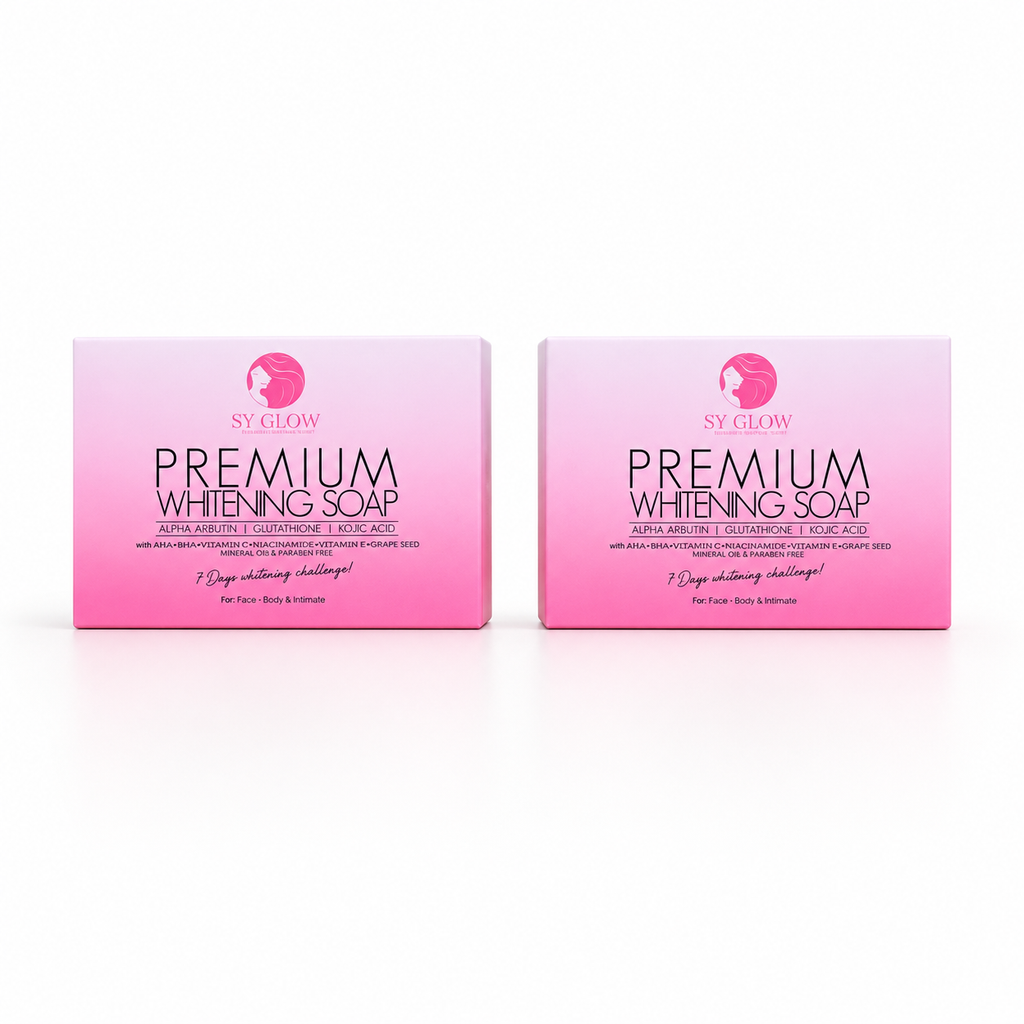 SY Glow Premium Face and Body Bar Soap, 135g, two-piece set, nourishing skincare soap for face and body.