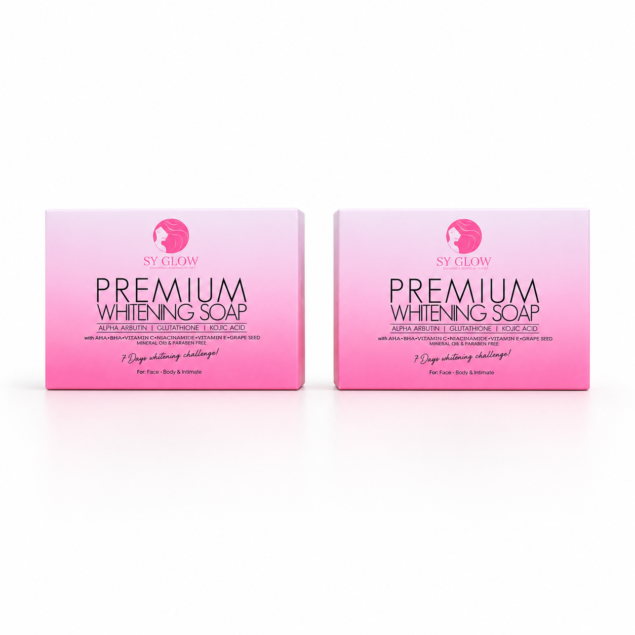 SY Glow Premium Face and Body Bar Soap, 135g, two-piece set, nourishing skincare soap for face and body.