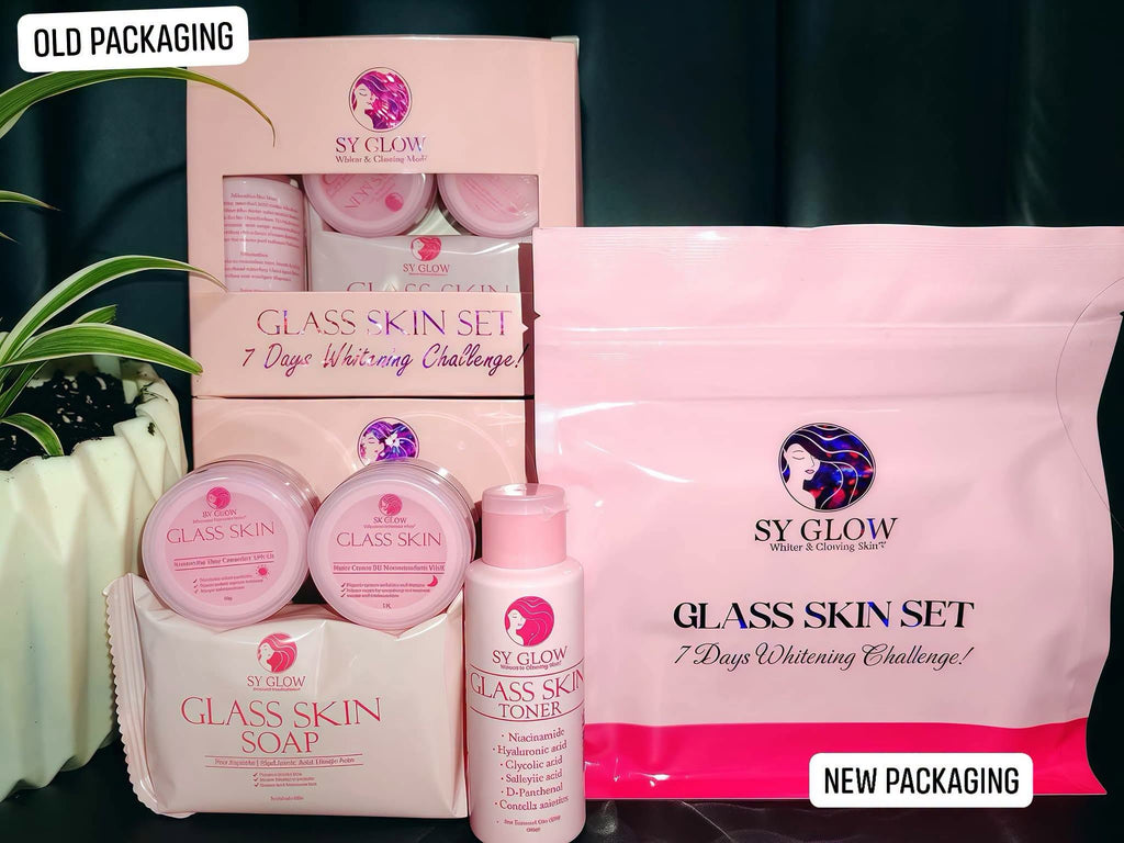 SY Glow Glass Skin Set – Night Cream, Day Cream, Toner & Face and Body Soap