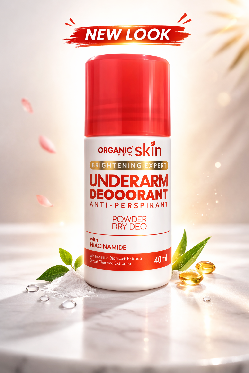 Organic Skin Advanced Radiance Deodorant for underarms and sensitive areas, featuring natural ingredients and gentle formula.