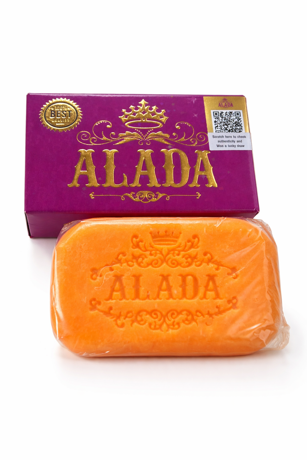 Alada 100% Natural Radiance Bar Soap in 160g, with a white and green packaging design.