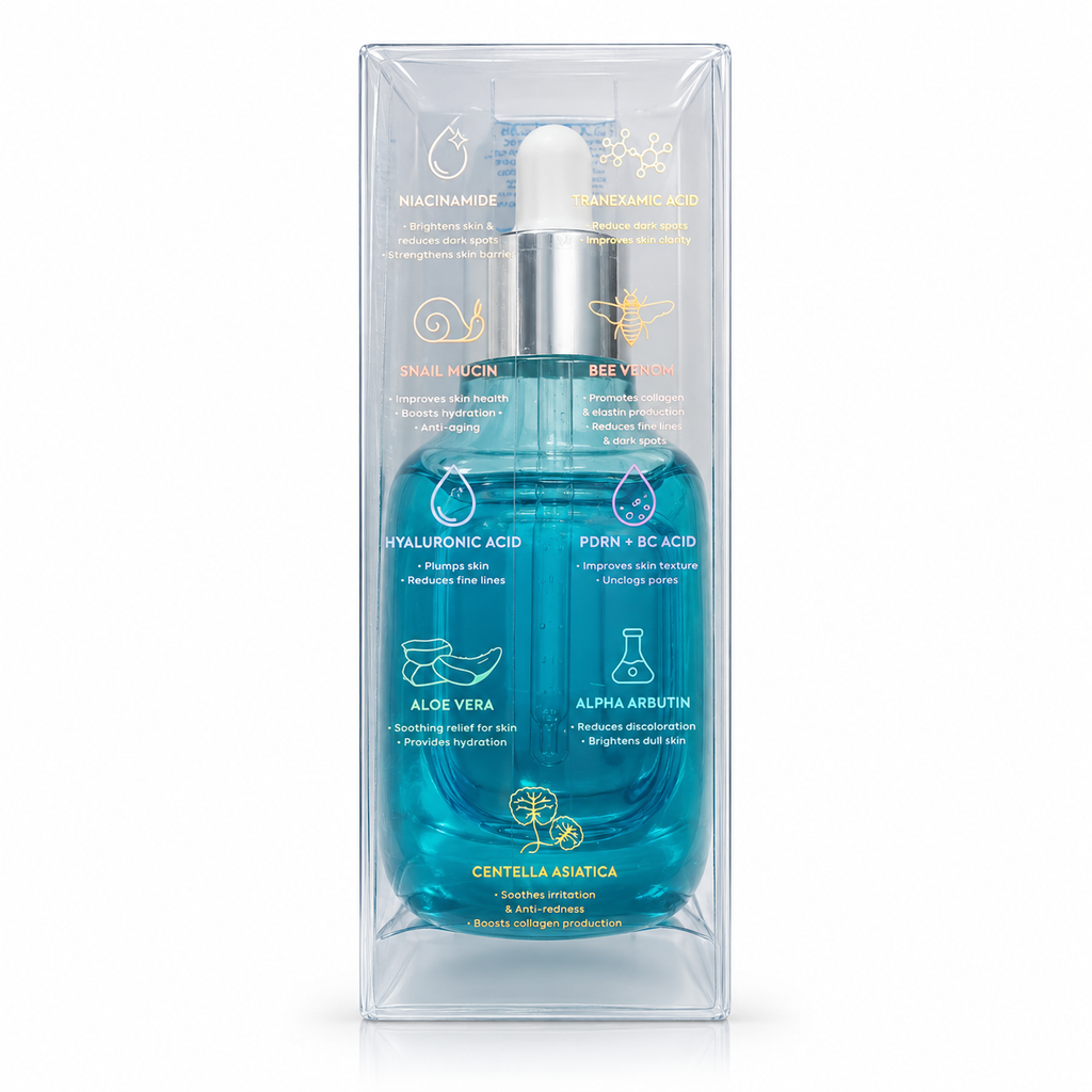Hikari Skin Essentials Brightening & Hydrating Face Serum 30ml bottle with a sleek design and clear labeling.