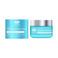 Blue skincare moisturizer jar with packaging on a white background