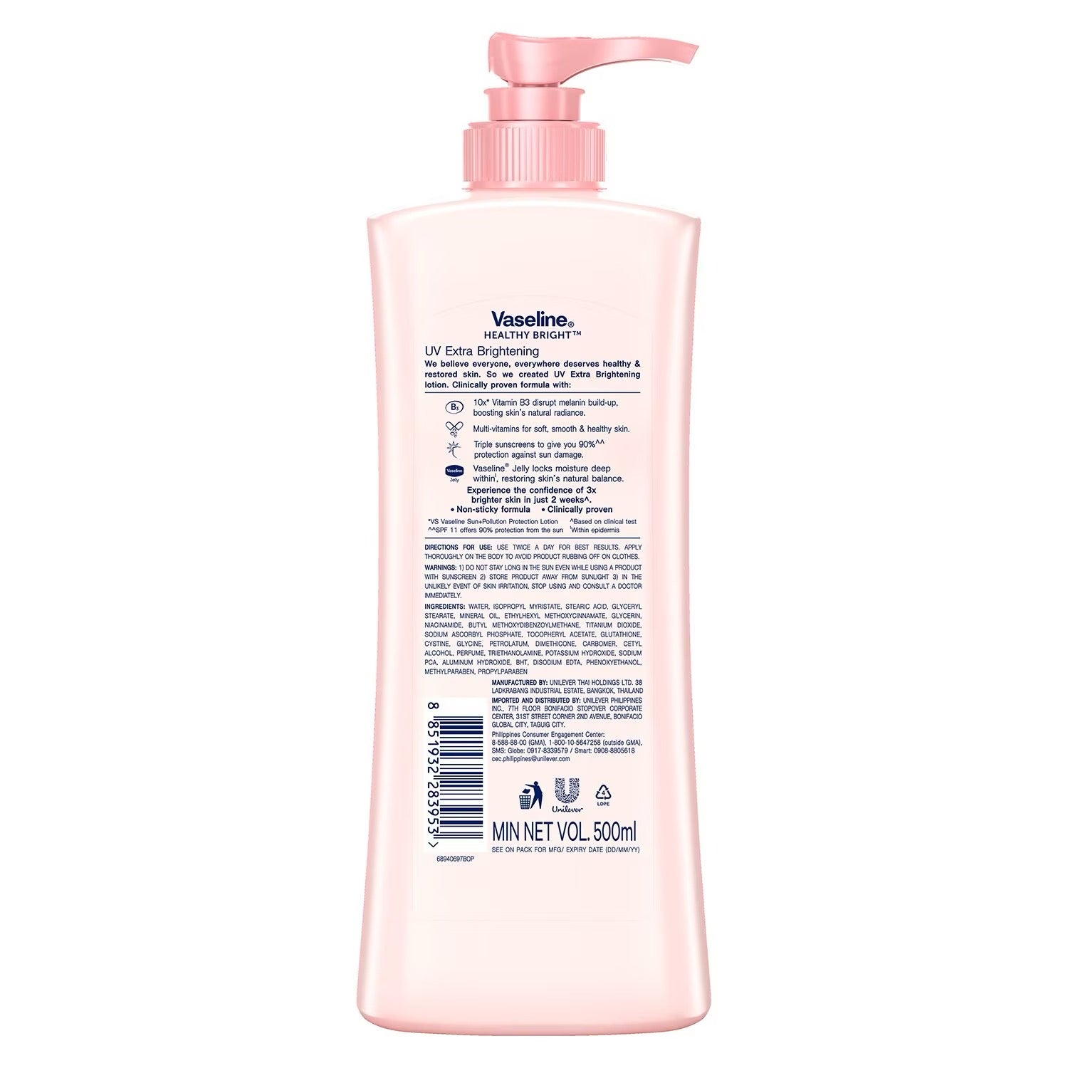 Vaseline Healthy Bright Nourishing Naicinamide Lotion  500ml Non-Sticky - Debsline.co