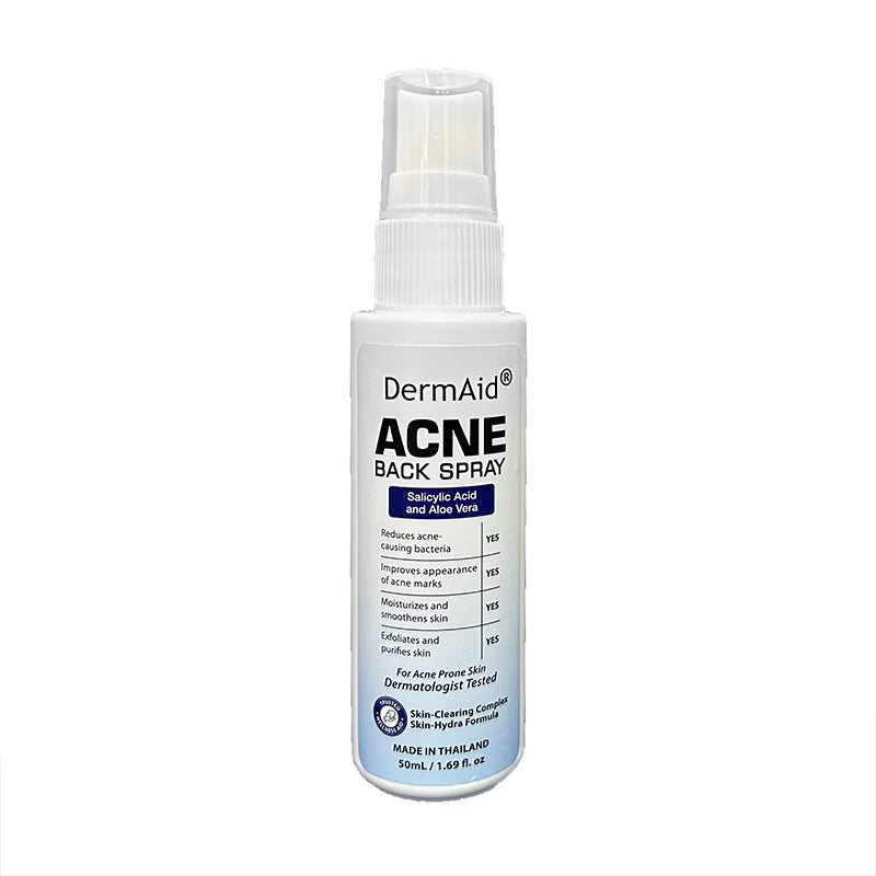 DermAid Acne Back Spray bottle on a white background