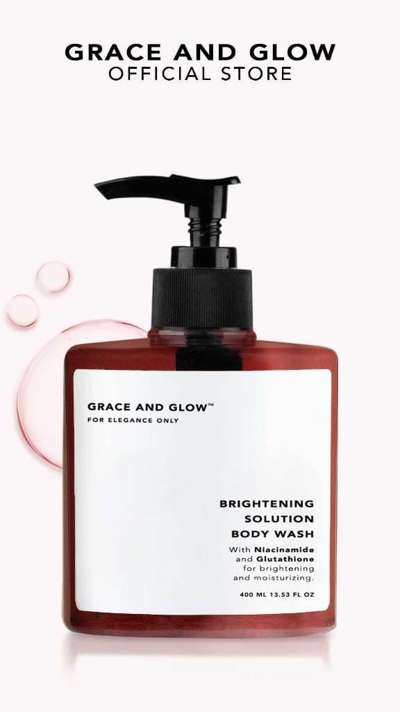 Grace and Glow body wash 400ml bottle with clear label, showcasing hydrating and moisturizing body wash for soft, refreshed skin.