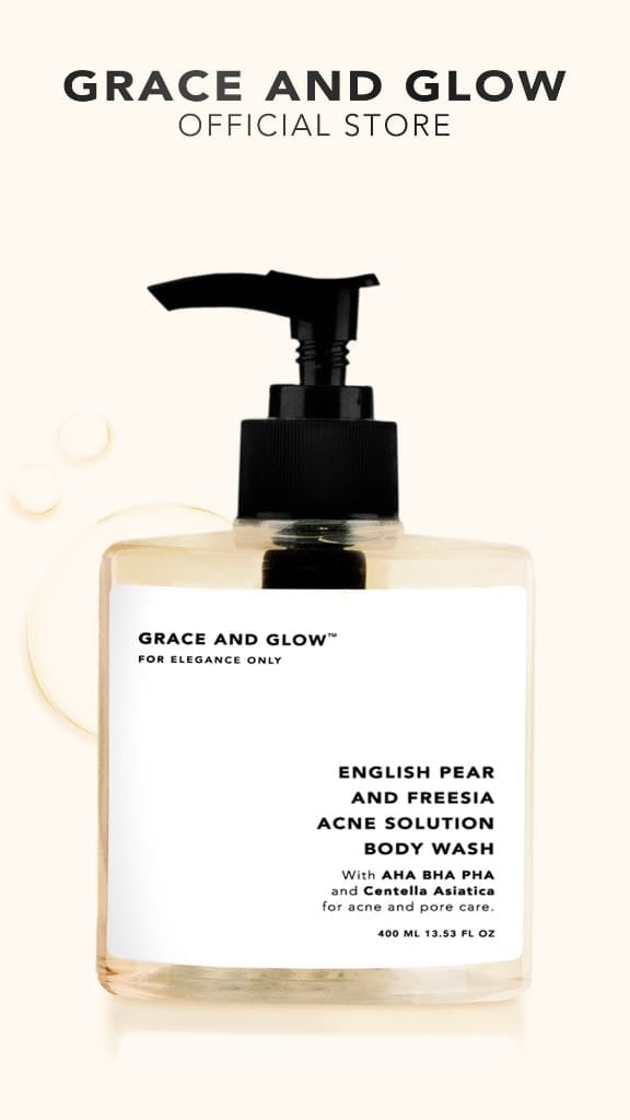 Grace and Glow hydrating body wash in 400ml bottle, moisturizing and nourishing for smooth, clean skin.