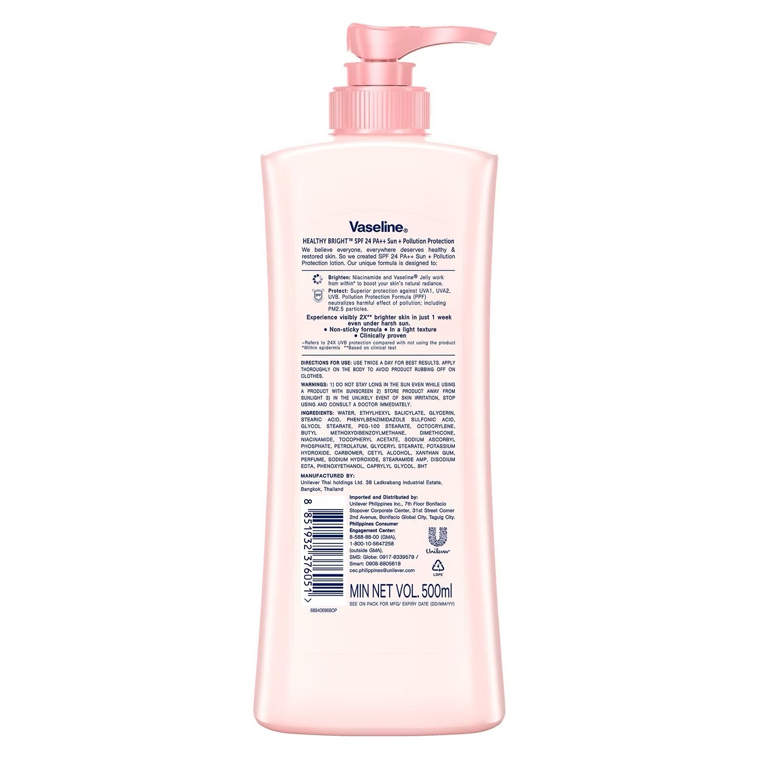 Vaseline Healthy Bright Nourishing Naicinamide Lotion  500ml Non-Sticky - Debsline.co
