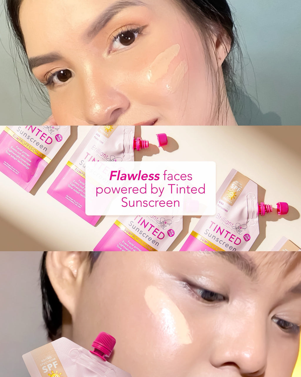 Brilliant Skin Essentials tinted facial sunscreen in 20g lightweight tube, providing sun protection and a subtle skin tint.