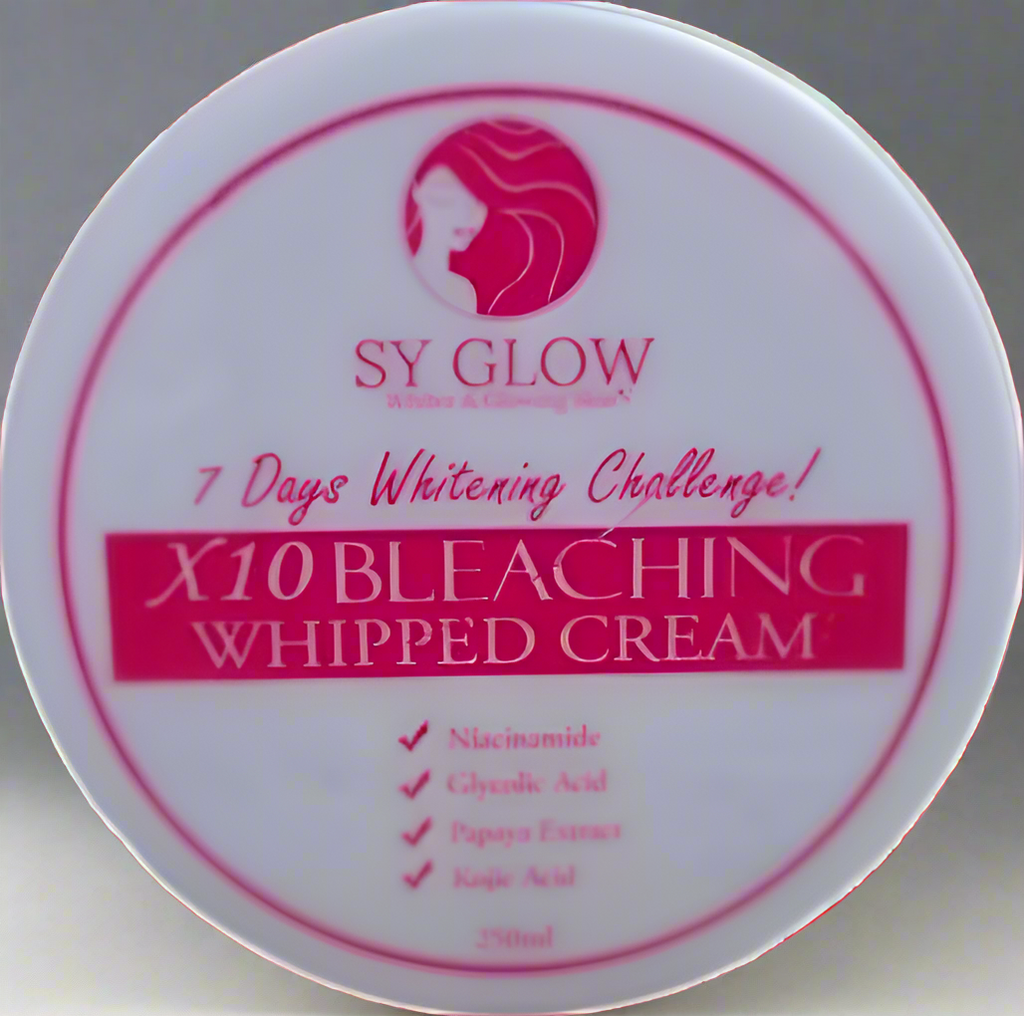 SY Glow Radiance Whipped Cream body care product in a 250g jar, featuring a smooth, whipped texture for radiant skin.