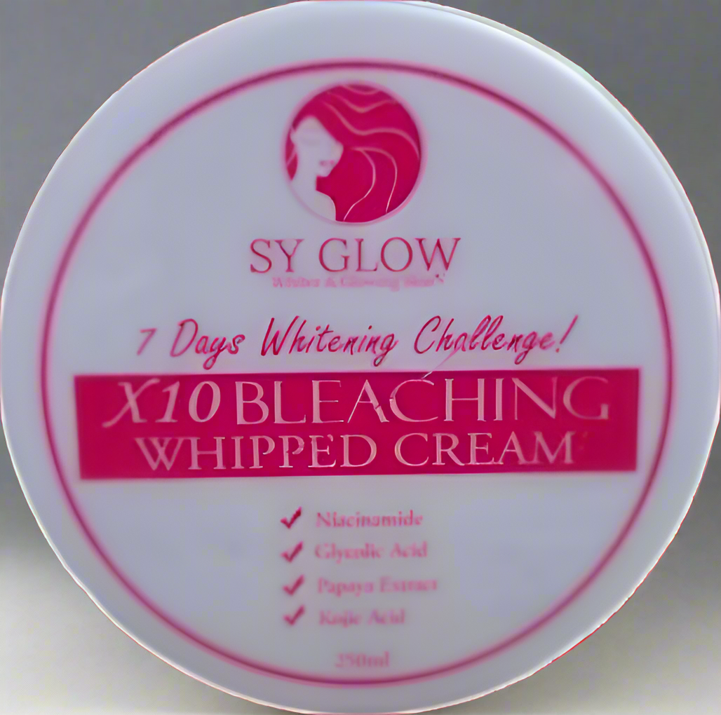 SY Glow Radiance Whipped Cream body care product in a 250g jar, featuring a smooth, whipped texture for radiant skin.