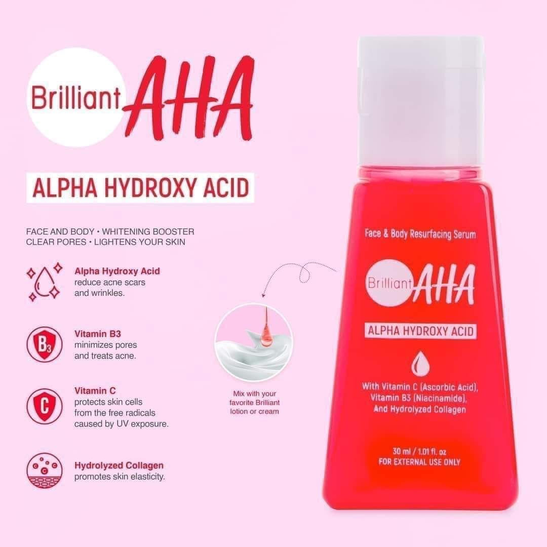 Brilliant Skin Essentials AHA Serum 30ml or Face & Body Gentle Essentials Water 100ml - Debsline.co