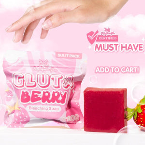 Bella Amore Skin Gluta Berry Radiance Soap, 50g or 135g, natural body wash with brightening berry ingredients.