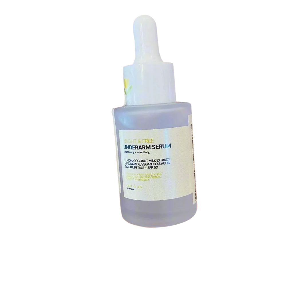 Catt & Co Body Serum Radiance and Smoothing SPF 60 deodorant for underarm and intimate skin, 30ml bottle on a white background.