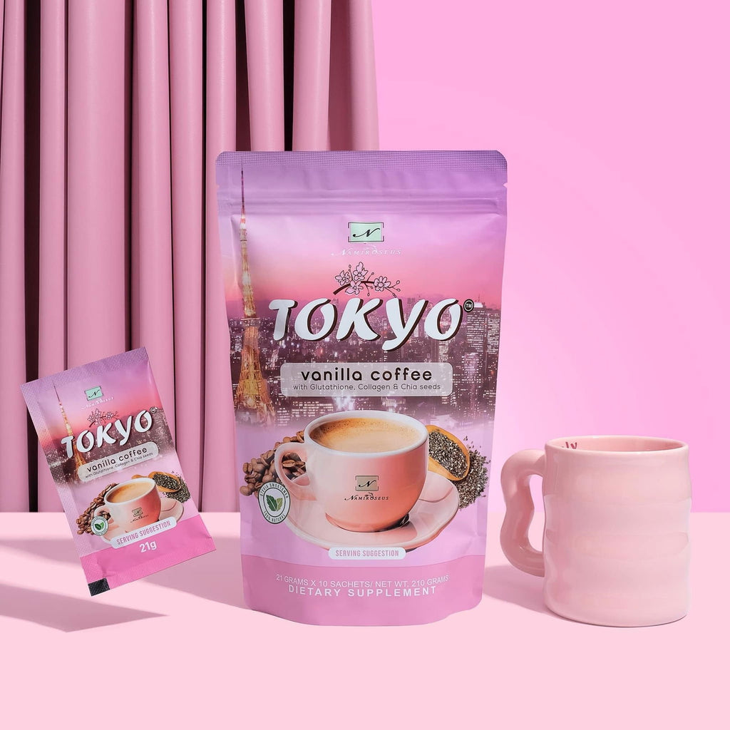 Namiroseus TOKYO Vanilla Coffee sachets, 21g each, 10-pack, featuring vanilla flavor in individual coffee sachets.