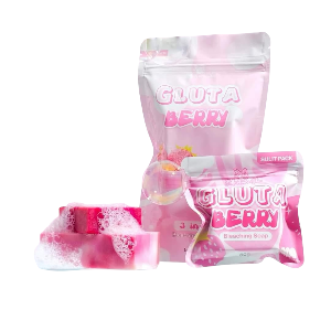 Bella Amore Skin Gluta Berry Radiance Soap in 50g or 135g, natural body wash with berry extract and glowing skin benefits.