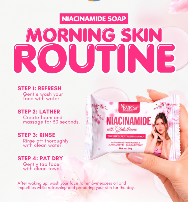 BMRS Niacinamide Radiance Soap 70g | Vitamin B3 Beauty Bar x2