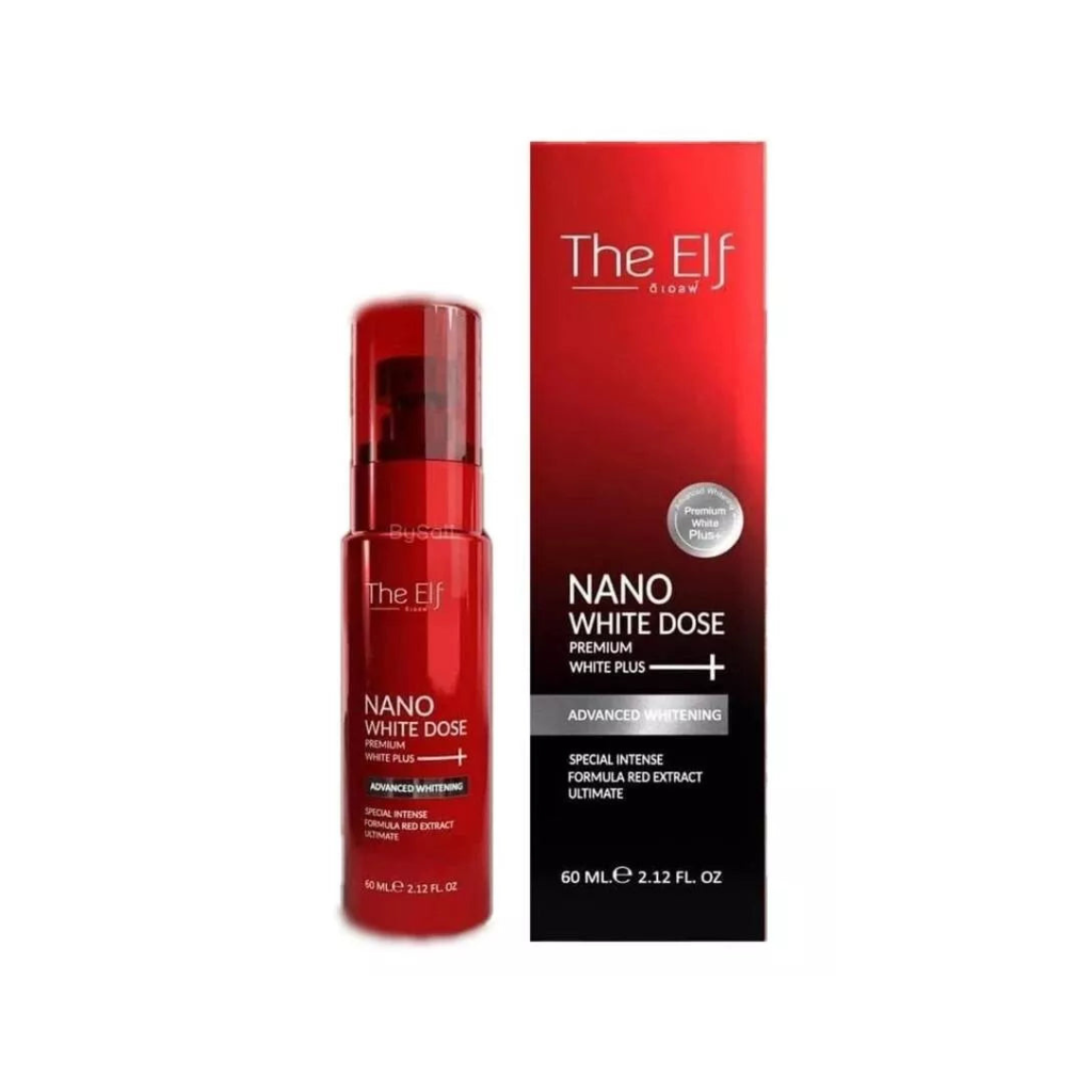 The Elf Nano Radiance Dose Serum 60ml bottle with dropper for skin luminosity and renewal, displayed against a neutral background.