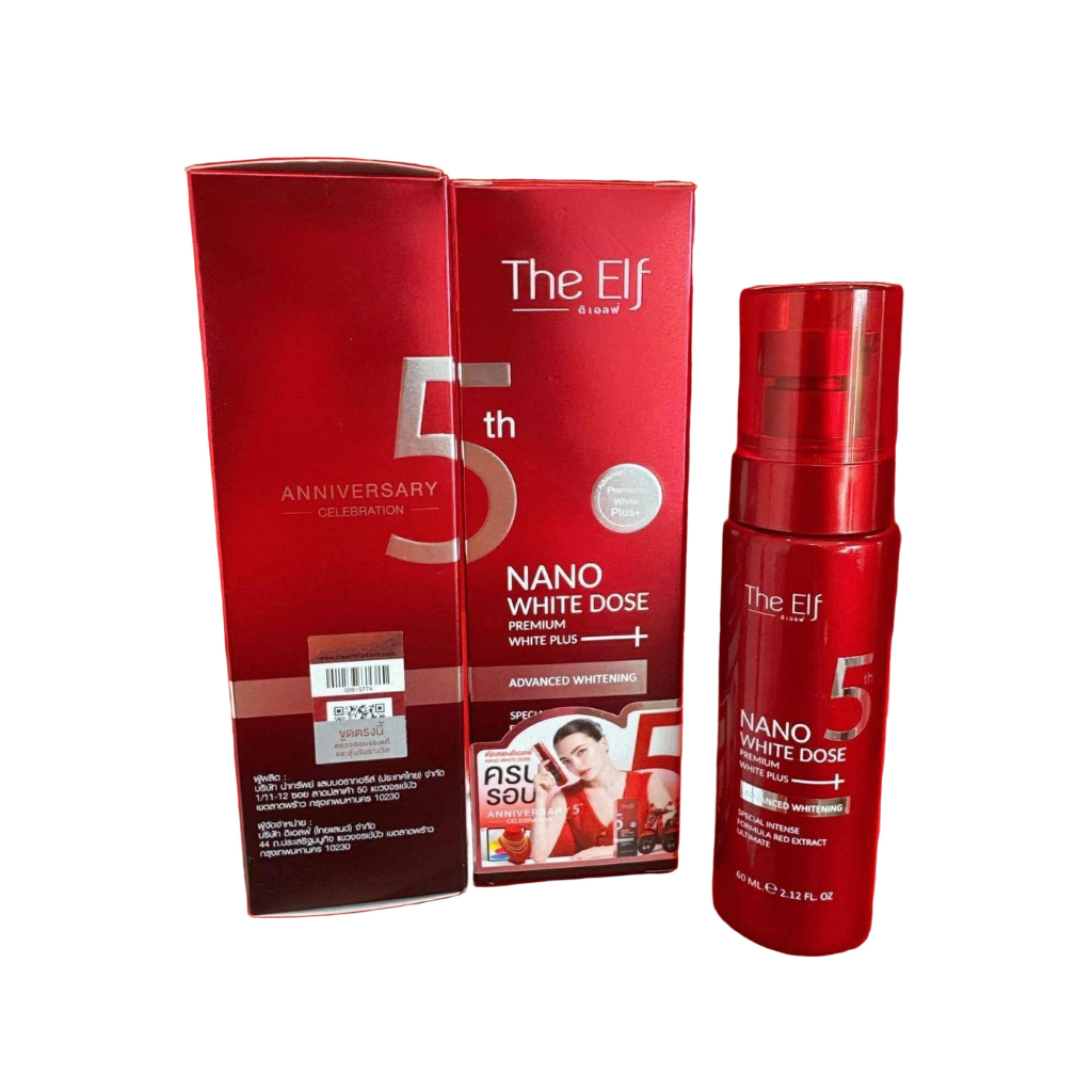 The Elf Nano Radiance Dose Serum 60ml bottle, featuring sleek packaging, designed to enhance skin luminosity and renewal.