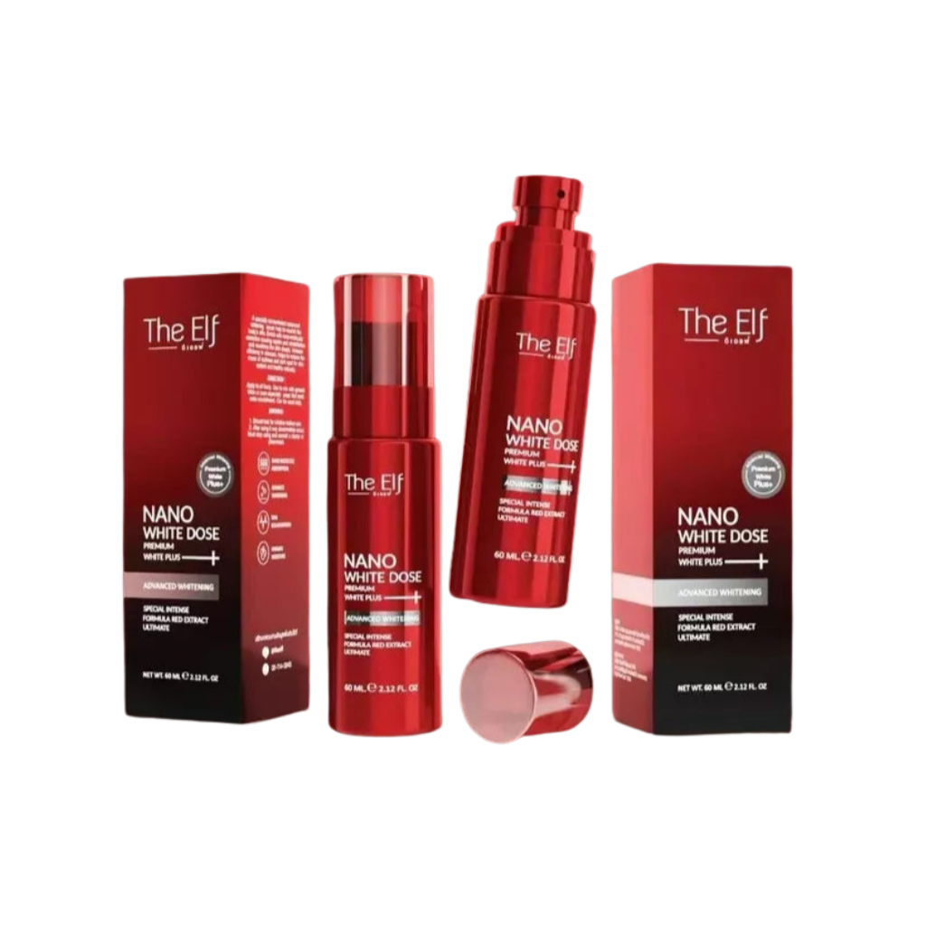 The Elf Nano Radiance Dose Serum 60ml bottle with dropper, designed for skin luminosity and renewal.