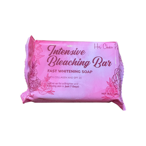 Her Choice PH Intensive Radiance and Kojic Papaya bar soaps, 120g each, featuring brightening and skin nourishing ingredients.