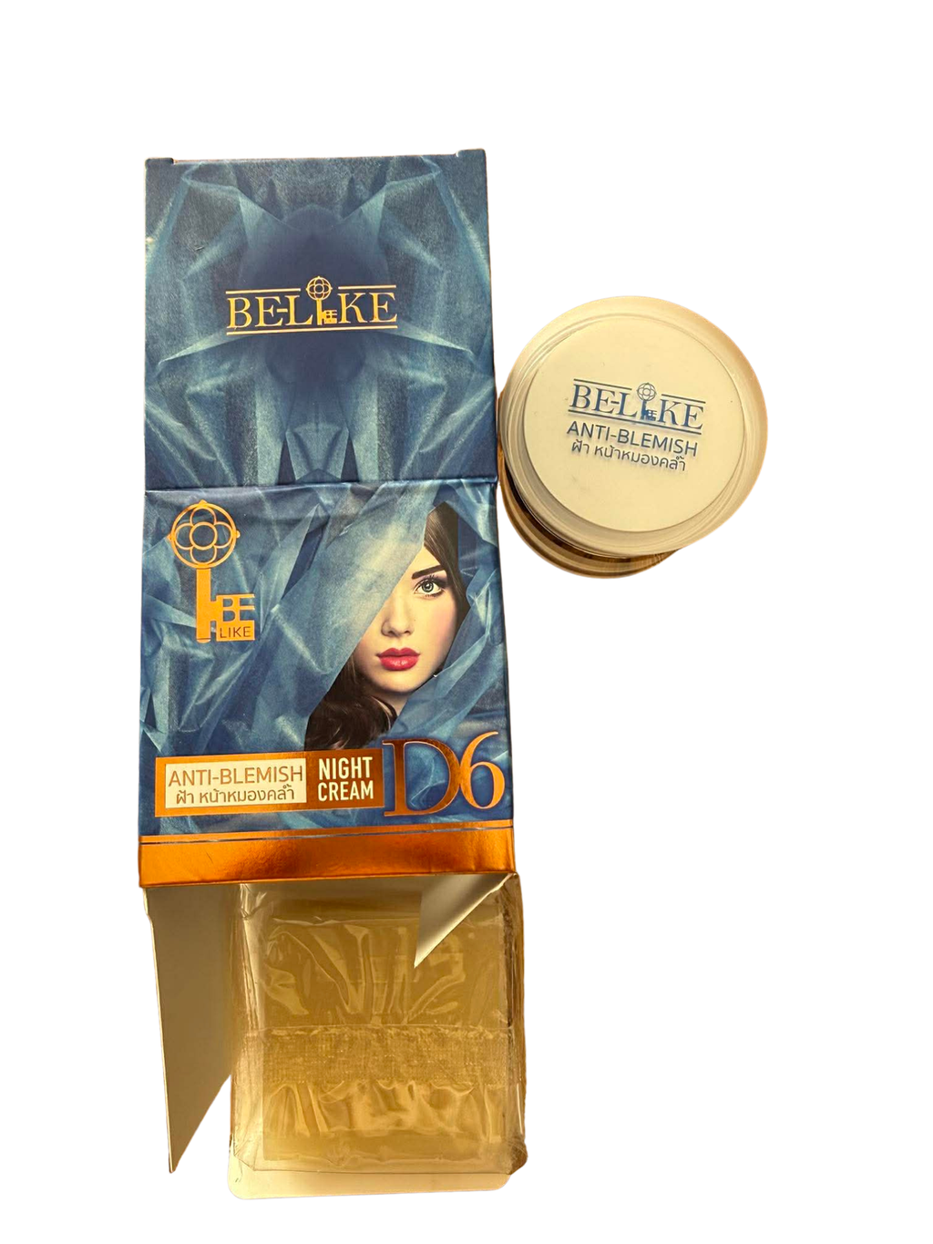 Belike Anti-Blemish Night Cream packaging with a key symbol on a white background