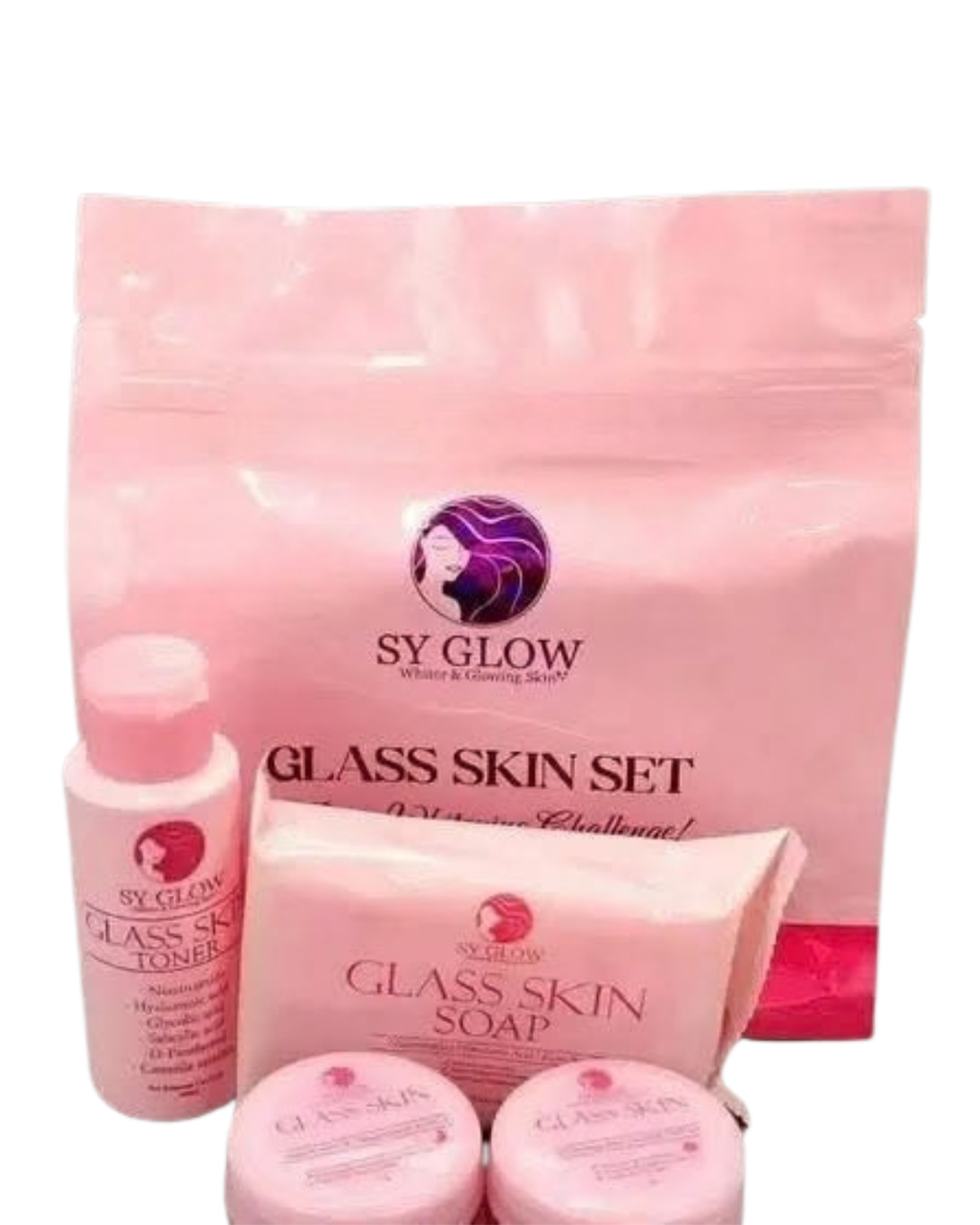 SY Glow Glass Skin Set – Night Cream, Day Cream, Toner & Face and Body Soap