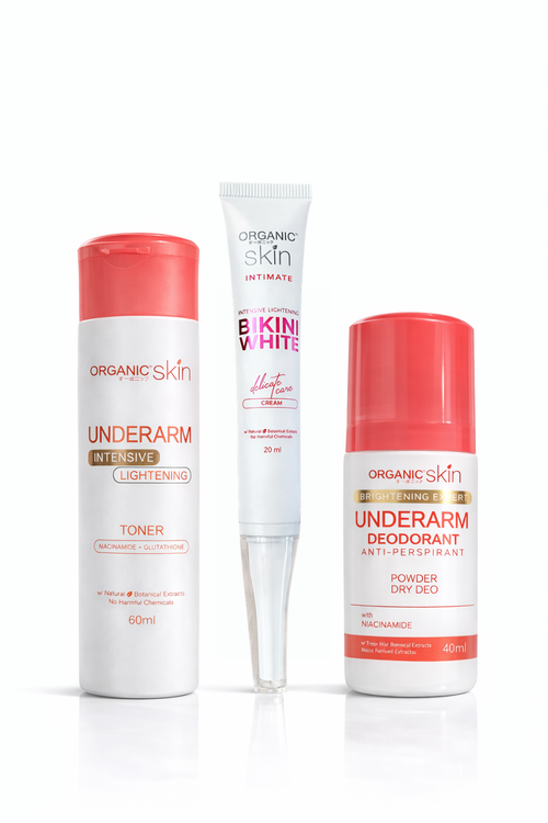 Organic Skin Advanced Radiance Deodorant for underarms and sensitive areas, natural and gentle skincare product image.