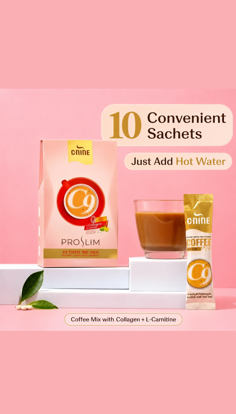 C9 Coffee Mix Gold Instant Coffee Powder with Collagen & L-Carnitine – 10 Sachets