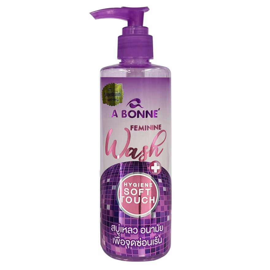 A Bonne Feminine Wash for Sensitive Skin gel and foam, shown in a clean, white bottle with a blue cap on a white background.
