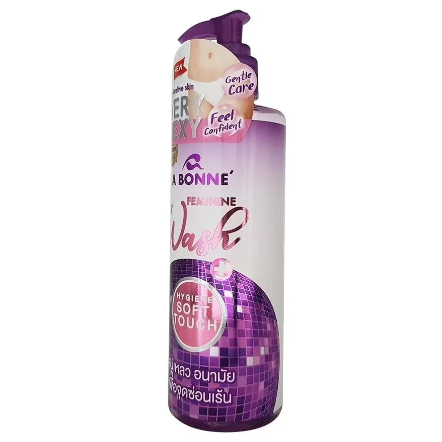 A Bonne Feminine Wash for Sensitive Skin gel and foam in a close-up swatch showing its texture and light color.