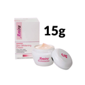 Amira Advanced Skin Whitening Cream in a white jar with its lid beside it and the product box behind, shown on a plain white background with a large '15g' text overlay.