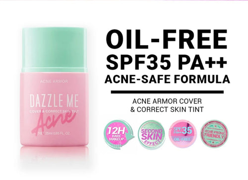 Dazzle Me Acne Armor Dazzle Me Cover & Correct Skin Tint 25ml with SPF35 PA++, oil control skincare for even complexion