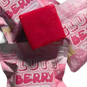 Bella Amore Skin Gluta Berry Radiance Soap, 50g or 135g, showing the soap bar with berry extracts and radiant skincare benefits.