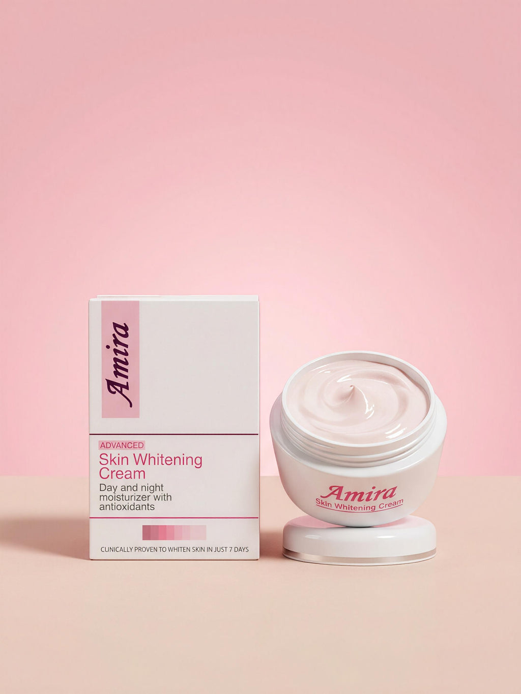 Amira Skin Radiance Cream 15g, a nourishing day and night cream with a smooth texture and radiant glow.