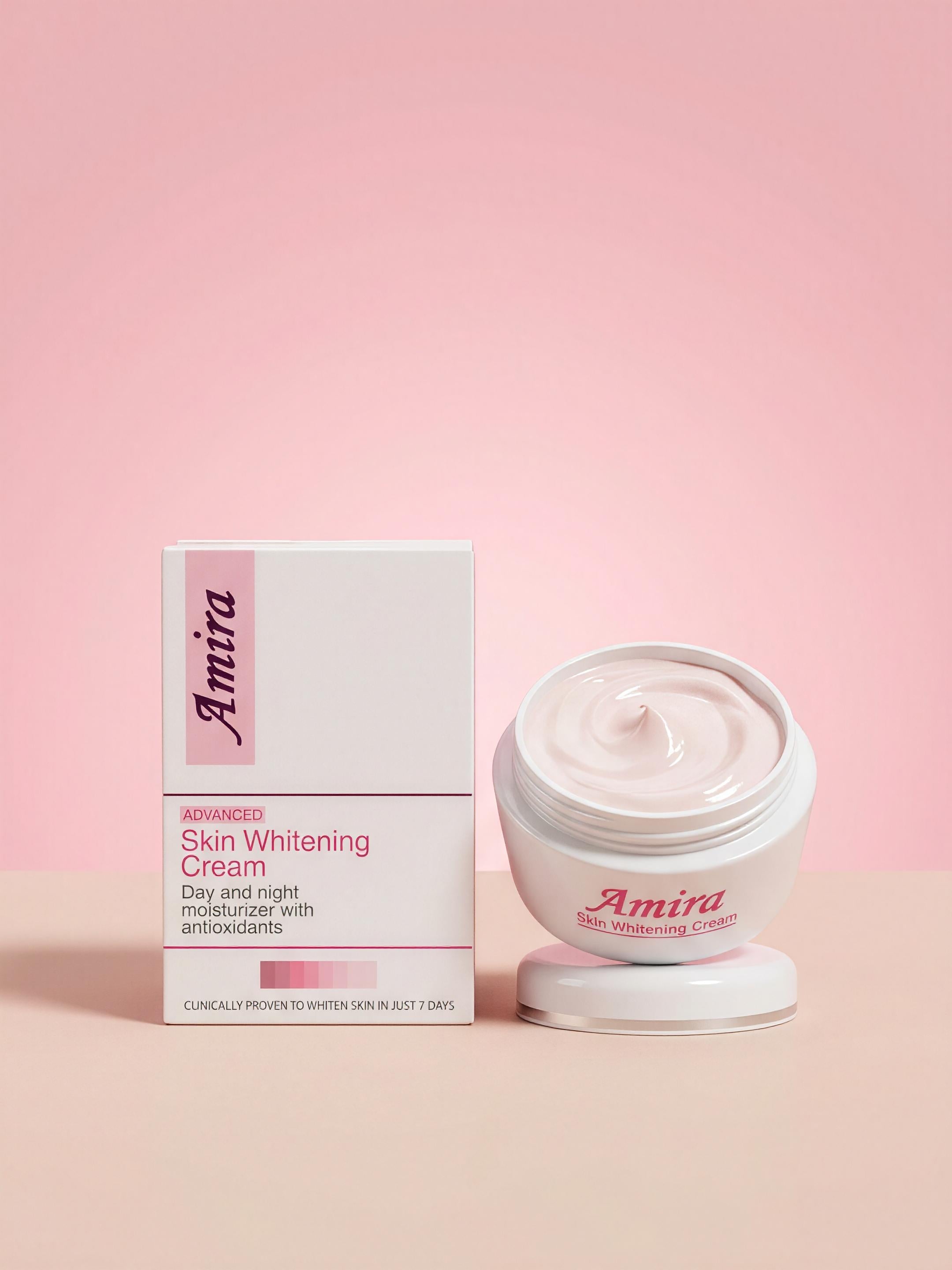 Amira Skin Radiance Cream 15g, a nourishing day and night cream with a smooth texture and radiant glow.