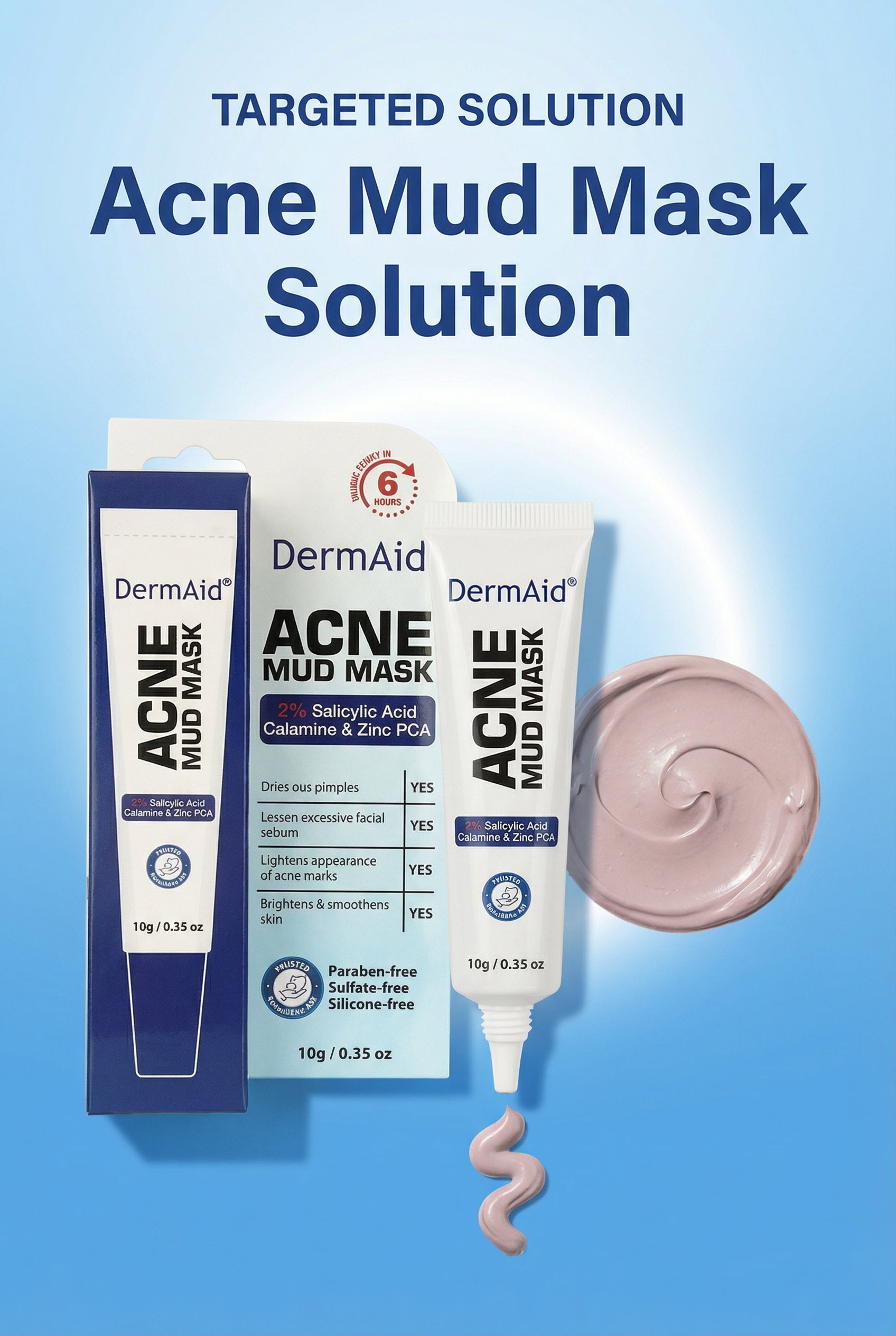 DERMAID Clarifying Mud Mask 10g 2% Salicylic Acid Calamine and ZINC PCA - Debsline.co