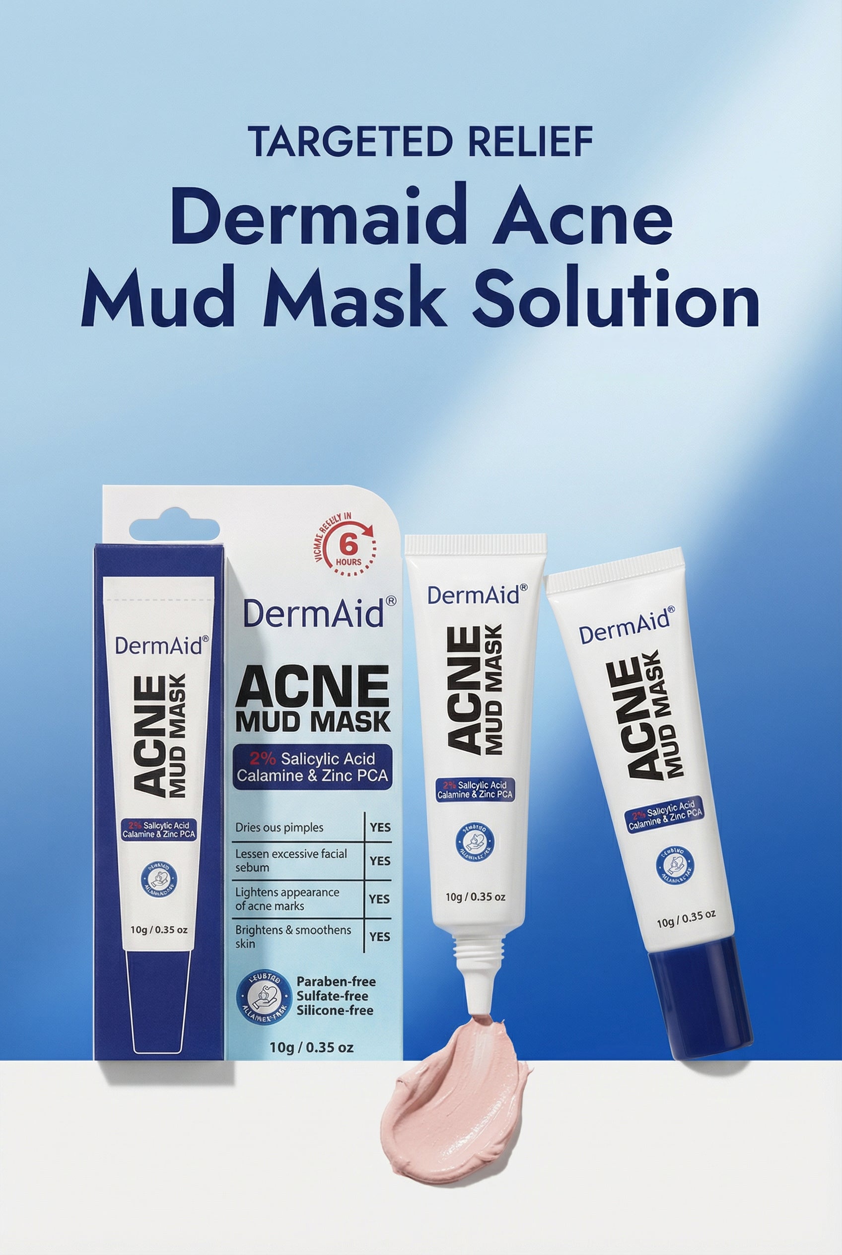 DERMAID Clarifying Mud Mask 10g 2% Salicylic Acid Calamine and ZINC PCA - Debsline.co